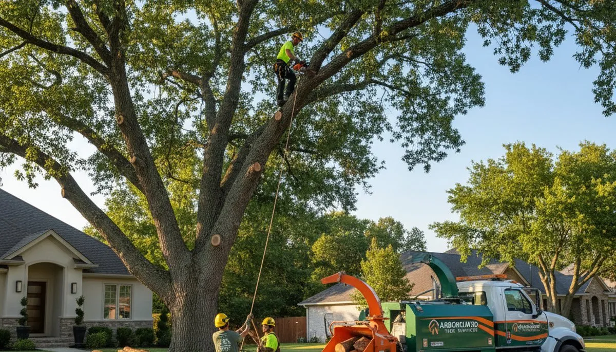 Professional tree removal team working in Worcester, MA for safe residential tree service